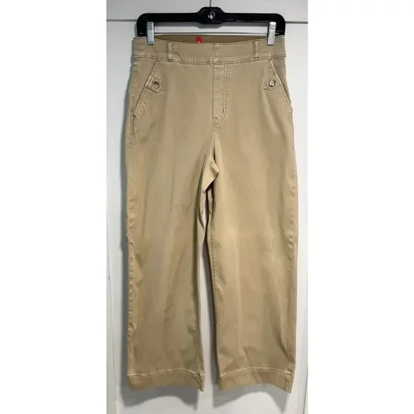 SPANX Stretch Twill High Rise Cropped Wide Leg Pants Shapewear Size M - Picture 2 of 5